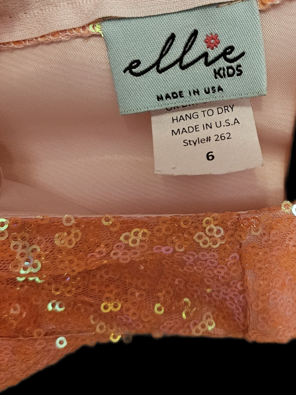 Ellie Kids Peach Sequin Party Dress - Picture 7 of 15